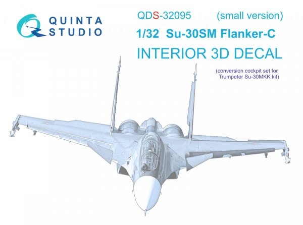 Quinta Studio QDS32095 Su-30SM 3D-Printed &amp; coloured Interior on decal paper (conversion for Trumpeter Su-30MKK) (Small version) 1/32