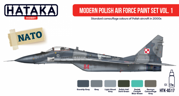 Hataka HTK-AS17 Modern Polish Air Force paint set vol. 1 (6x17ml)