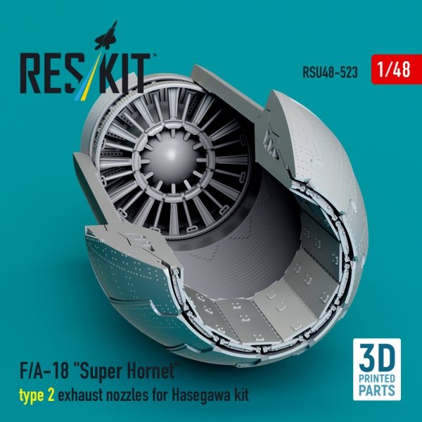 RESKIT RSU48-0523 F/A-18 "Super Hornet" type 2 exhaust nozzles for Hasegawa kit (3D Printed) 1/48