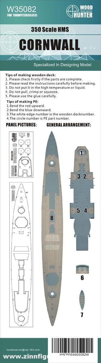 Wood Hunter W35082 HMS Cornwall (for Trumpeter 05353) 1/350
