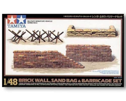 Tamiya 32508 Brick Wall Sand Bag Barricade Set (1:48)