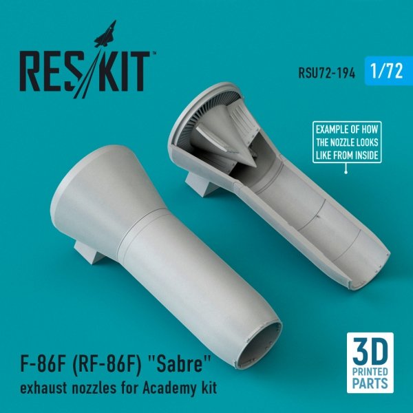 RESKIT RSU72-0194 F-86F (RF-86F) &quot;SABRE&quot; EXHAUST NOZZLES FOR ACADEMY KIT (3D PRINTED) 1/72