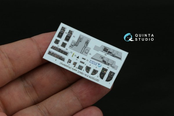 Quinta Studio QD72076 F/A-18A/C early 3D-Printed &amp; coloured Interior on decal paper (Academy) 1/72