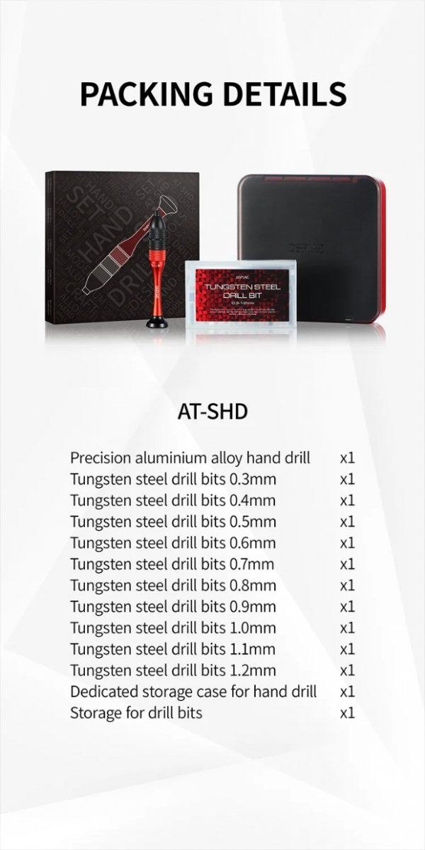DSPIAE AT-SHD Precision Aluminum Alloy Hand Drill Set / Zestaw wiertarki ręcznej i precyzyjnych wierteł ze stopu aluminium
