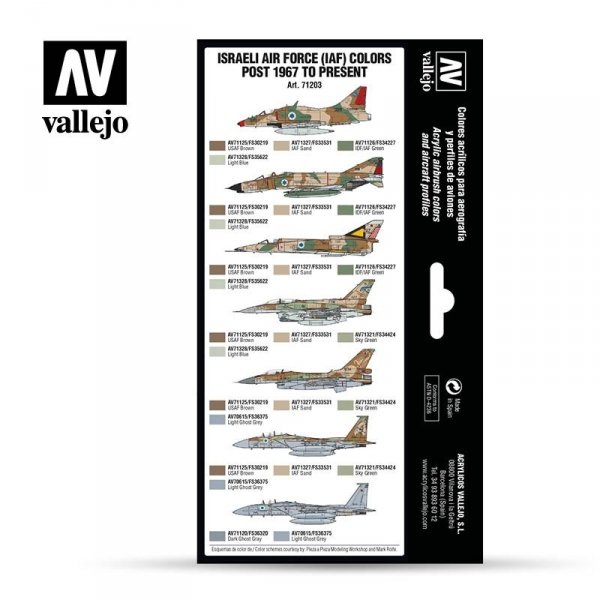 Vallejo 71203 Air War Color Series - Israeli Air Force (IAF) Colors Post 1967 to Present set