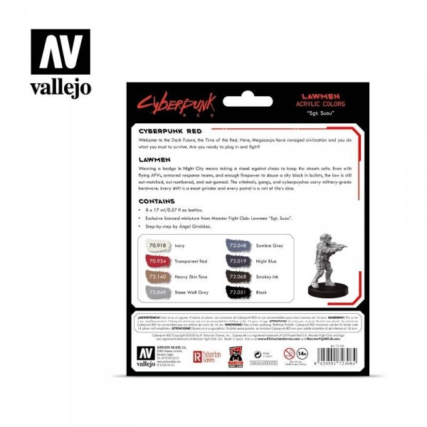 Vallejo 72308 Cyberpunk RED Lawmen Paint Set 8x17ml