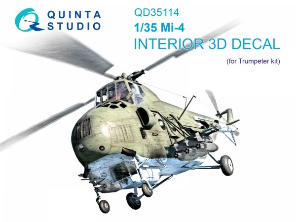 Quinta Studio QD35114 Mi-4 3D-Printed &amp; coloured Interior on decal paper (Trumpeter) 1/35