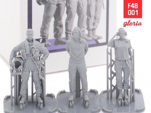 Gloria F48001 Ground Crew US Air Force vol.1 3D Printed Figures x 3 1/48