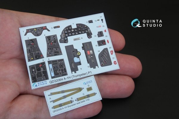 Quinta Studio QD32064 A-1H Skyraider 3D-Printed &amp; coloured Interior on decal paper (for Trumpeter kit) 1/32