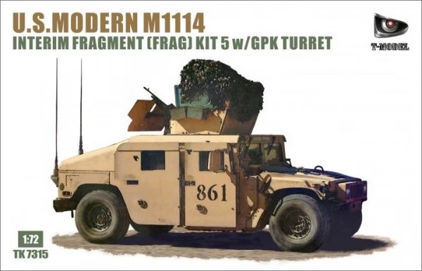 T-Model TK7315 U.S. Modern M1114 HMMWV Interim Fragment ( Frag ) Kit 5 w GPK Turret 1/72