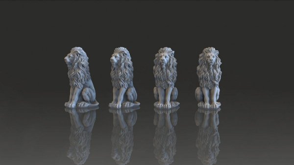 RT-Diorama 35666 Lion Statues Set (4pcs.) 1/35