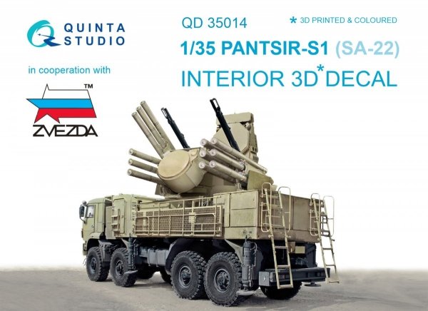 Quinta Studio QD35014 Pantsir-S1 (SA-22 Greyhound) 3D-Printed &amp; coloured Interior on decal paper (for Zvezda kit) 1/35