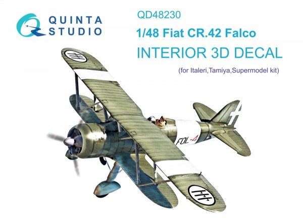 Quinta Studio QD48230 Fiat CR.42 3D-Printed &amp; coloured Interior on decal paper (Italeri) 1/48