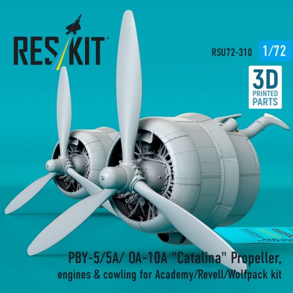RESKIT RSU72-0310 PBY-5/5A/ OA-10A "Catalina" Propeller, engines &amp; cowling for Academy/Revell/Wolfpack kit (3D printed) 1/72