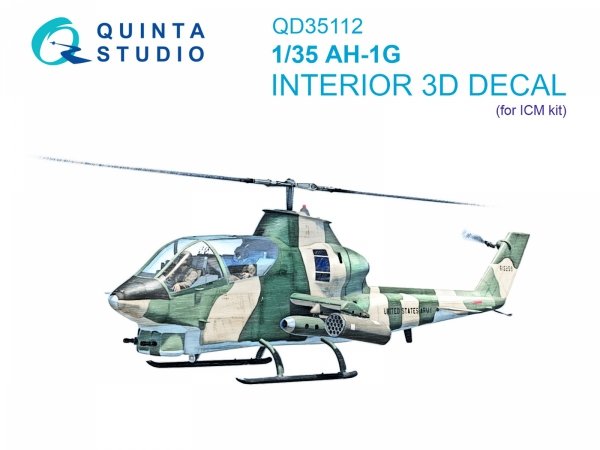 Quinta Studio QD35112 AH-1G Cobra 3D-Printed &amp; coloured Interior on decal paper (ICM) 1/35