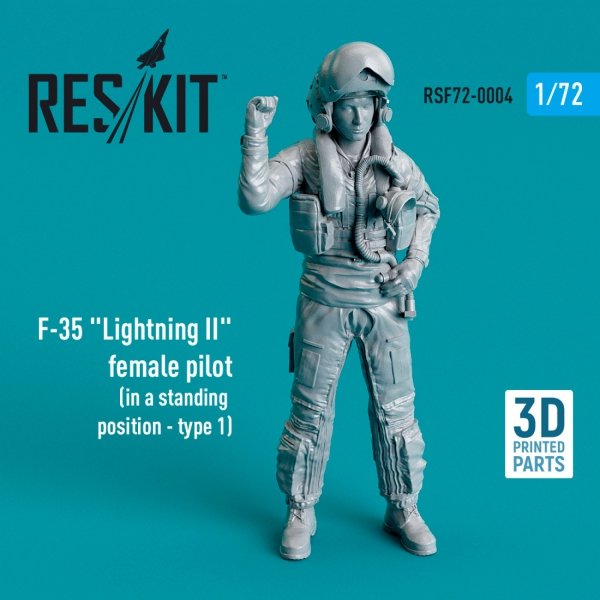 RESKIT RSF72-0004 F-35 LIGHTNING II FEMALE PILOT (IN A STANDING POSITION - TYPE 1) (3D PRINTED) 1/72