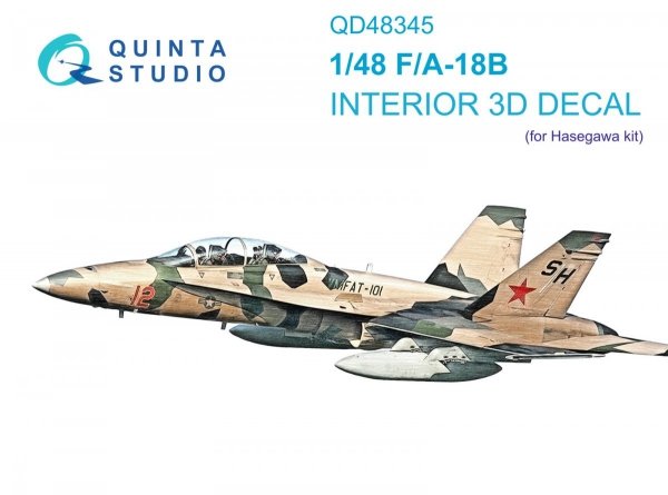 Quinta Studio QD48345 F/A-18B 3D-Printed &amp; coloured Interior on decal paper (Hasegawa) 1/48