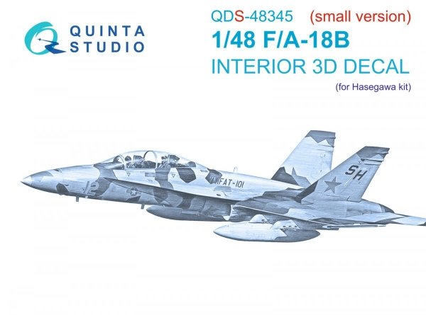 Quinta Studio QDS48345 F/A-18B 3D-Printed &amp; coloured Interior on decal paper (Hasegawa) (Small version) 1/48