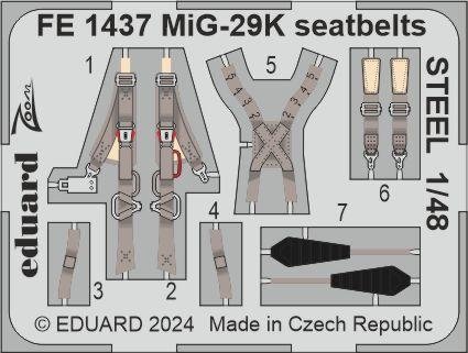 Eduard FE1437 MiG-29K seatbelts STEEL HOBBY BOSS 1/48