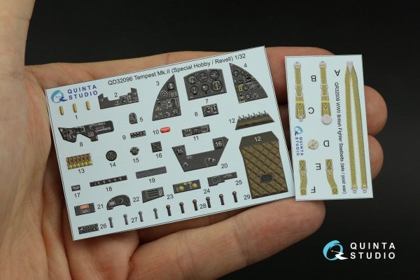 Quinta Studio QD32096 Tempest Mk.II 3D-Printed &amp; coloured Interior on decal paper (Special Hobby/Revell) 1/32