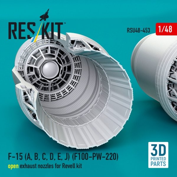 RESKIT RSU48-0453 F-15 (A, B, C, D, E, J) (F100-PW-220) open exhaust nozzles for Revell kit (3D Printed) (1/48)