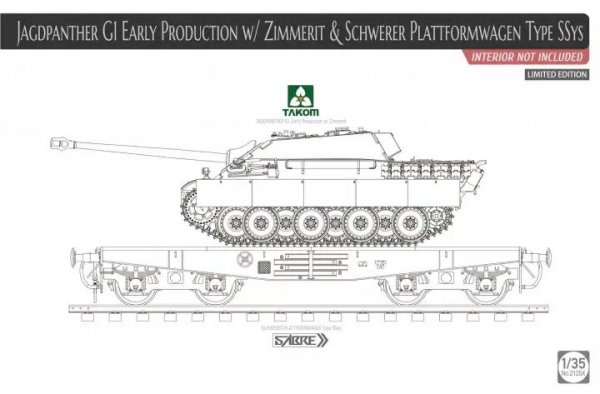Takom 2125X Jagdpanther G1 Early Production w/Zimmerit &amp; Schwerer Plattformwagen Type SSys 1/35
