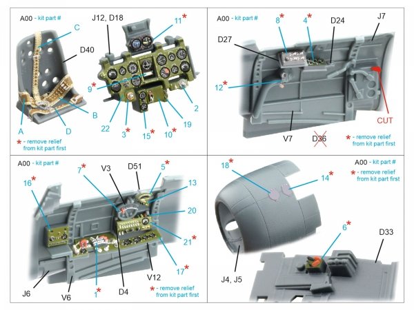 Quinta Studio QD48609 A6M5 Zero (Mitsubishi Production) 3D-Printed &amp; coloured Interior on decal paper (Eduard) 1/48