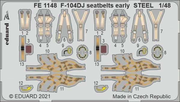 Eduard FE1148 F-104DJ seatbelts early STEEL for KINETIC 1/48