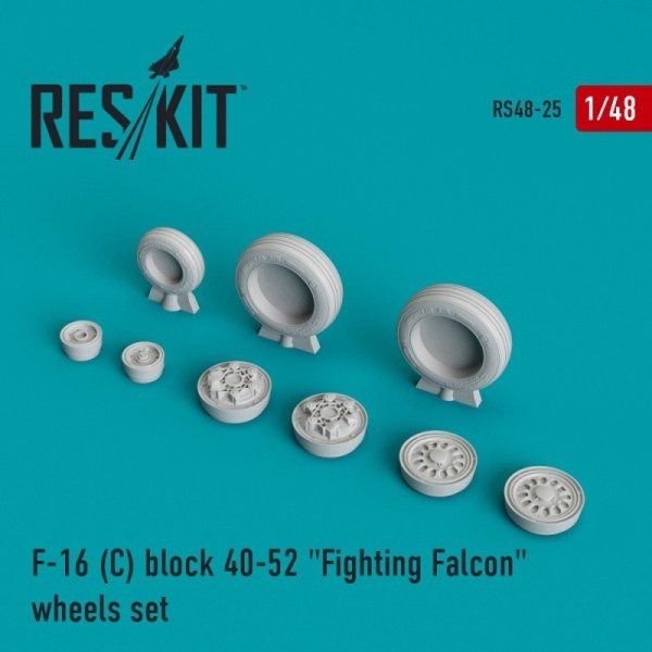 RESKIT RS48-0025 F-16 (C) block 40-52 &quot;Fighting Falcon&quot; resin wheels 1/48
