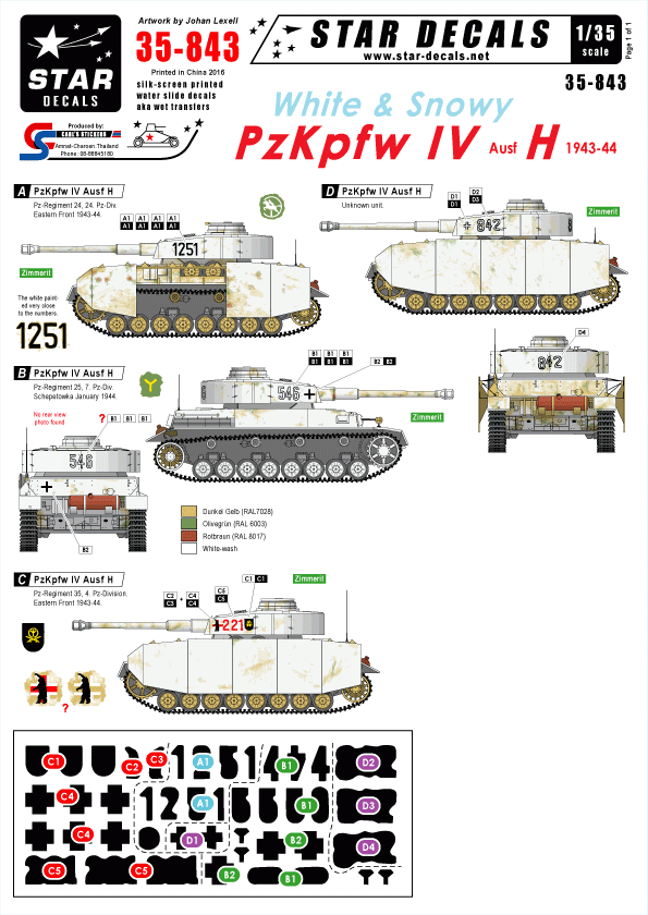 Star Decals 35-843 White and Snowy PzKpfw IV  1/35