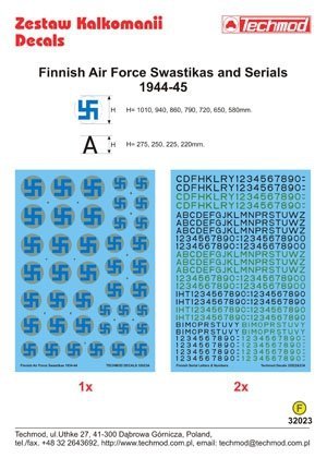 Techmod 32023 - Finnish Air Force Swastikas and Serials 1944-45 (1:32)