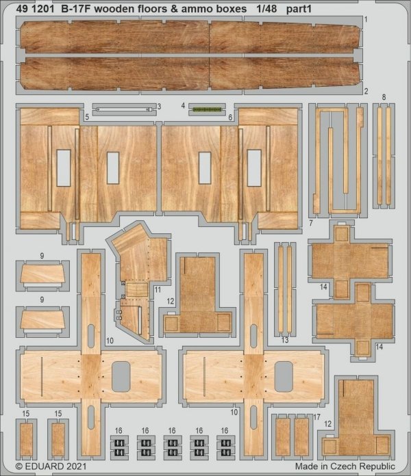 Eduard 491201 B-17F wooden floors &amp; ammo boxes HK Models 1/48