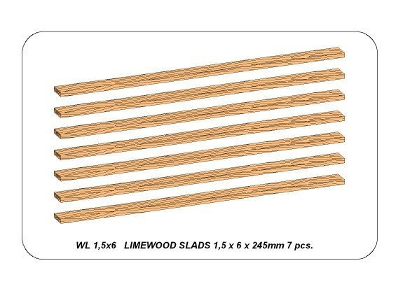 Aber WL1,5x6 Listwy drewniane 1,5x6x245 mm 7 szt