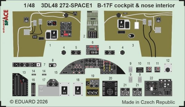 Eduard 3DL48272 Boeing B-17 F - Cockpit &amp; Nose Interior Space Set (for Revell Kits) 1/48