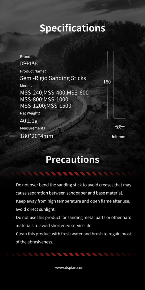 DSPIAE MSS-240 Semi-Rigid Sanding Sticks #240 x 3 PCS / pilnik elastyczny - ścierny