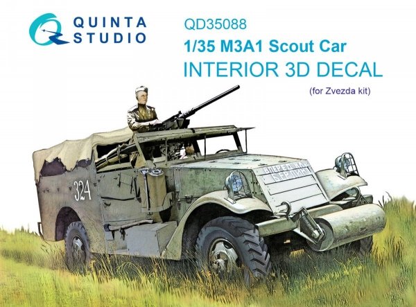 Quinta Studio QD35088 M3A1 Scout 3D-Printed &amp; coloured Interior on decal paper (Zvezda) 1/35