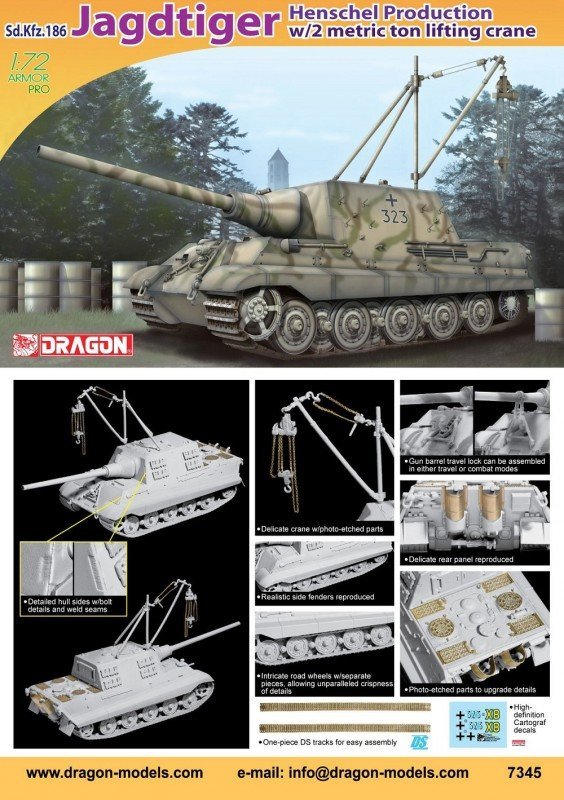 Dragon 7345 Jagdtiger /Henschel w. Crane (1:72)