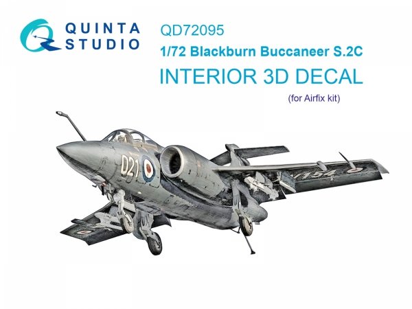 Quinta Studio QD72095 Blackburn Buccaneer S.2C 3D-Printed &amp; coloured Interior on decal paper (Airfix) 1/72