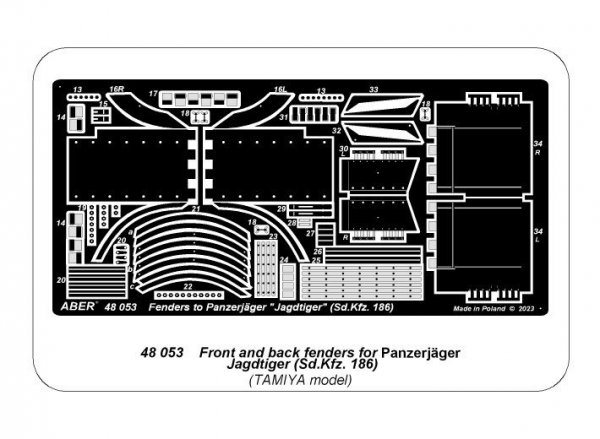 Aber 48053 Jagdtiger Sd.Kfz. 186 –przednie i tylnie błotniki / Jagdtiger Sd.Kfz. 186 –Front &amp; Rear Fenders 1/48