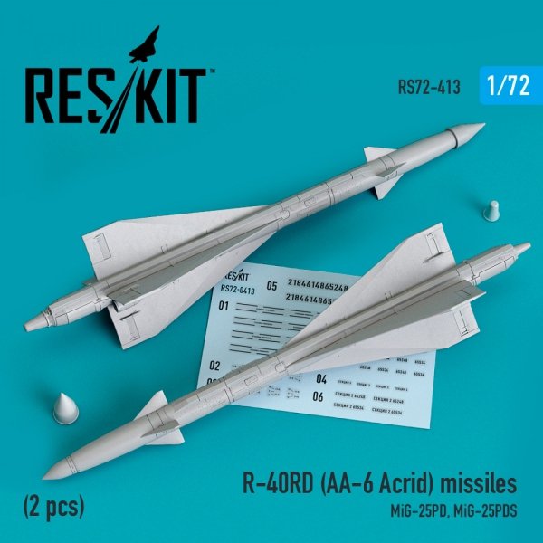 RESKIT RS72-0413 R-40RD (AA-6 ACRID) MISSILES (2 PCS) (3D PRINTED) 1/72