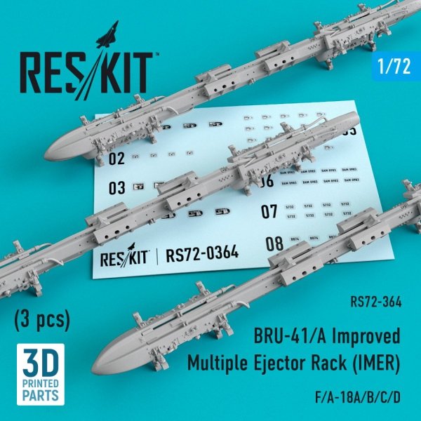 RESKIT RS72-0364 BRU-41/A IMPROVED MULTIPLE EJECTOR RACK (IMER) (3 PCS) 1/72