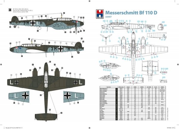 Hobby 2000 32007 Messerschmitt Bf 110 D ( Dragon + Cartograf + Mask ) 1/32