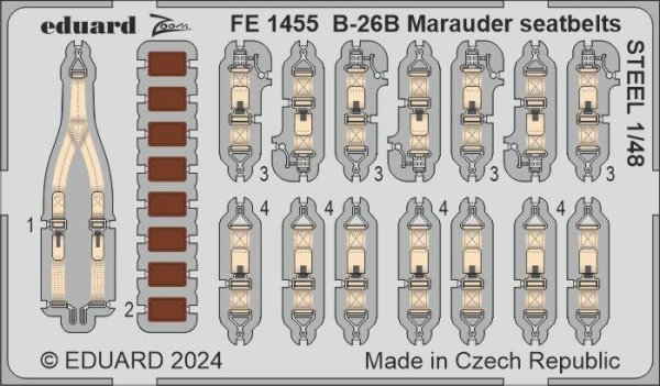 Eduard FE1455 B-26B Marauder seatbelts STEEL ICM 1/48