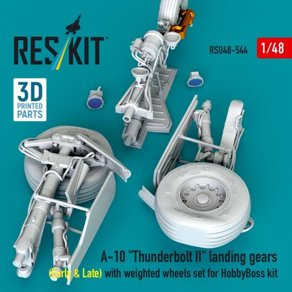 RESKIT RSU48-0544 A-10 "Thunderbolt II" landing gears (Early &amp; Late) with weighted wheels set for HobbyBoss kit (Metal+3D Printed) 1/48