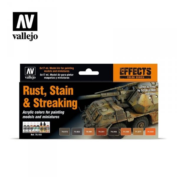 Vallejo 70183 Model Color - Rust, Stain &amp; Streaking Set 8x17ml