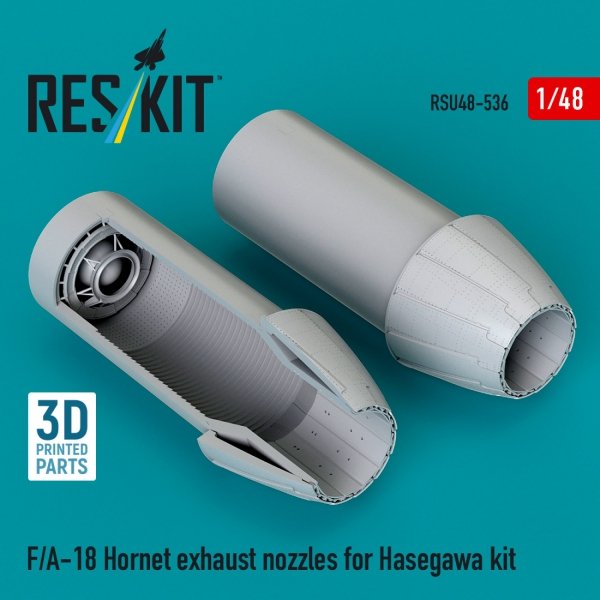RESKIT RSU48-0536 F/A-18 Hornet exhaust nozzles for Hasegawa kit (3D Printed) (1/48)