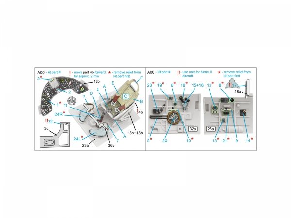 Quinta Studio QD48466 Macchi MC.200 Saetta (Early) 3D-Printed coloured Interior on decal paper (Italeri) 1/48