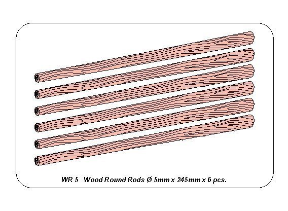 Aber WR5 Pręty drewniane 0,5 mm długość 245mm x6 szt.