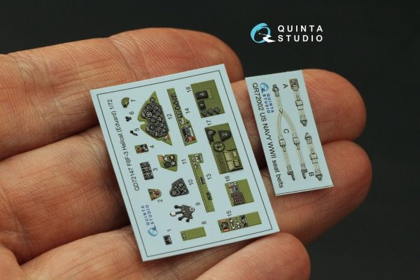 Quinta Studio QD72147 F6F-3 Hellcat 3D-Printed coloured Interior on decal paper (Eduard) 1/72