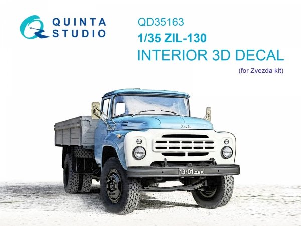 Quinta Studio QD35163 ZiL-130 3D-Printed &amp; coloured Interior on decal paper (Zvezda) 1/35